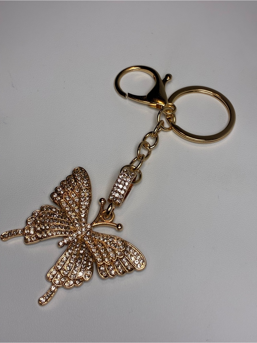 Gold Crystal Butterfly Keychain & Bag Charm - Picture 4 of 5